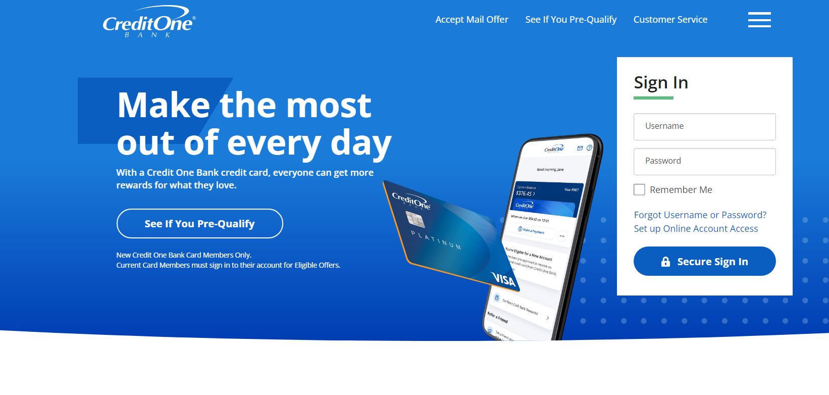 Credit One Bank Online Banking Login